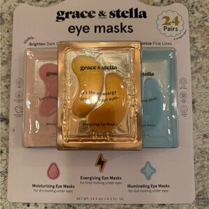 Grace & Stella Energizing Eye Masks Trio - Pink, Gold, Blue
